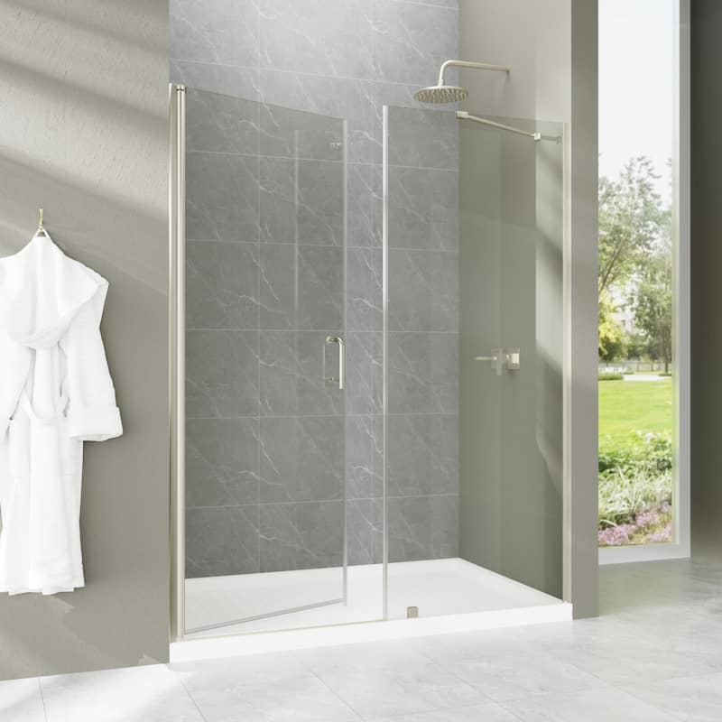 60'' x 72'' Alu-frame Glass Shower Tub Door in Nickel/Gold - 60x72 - Brushed Nickel