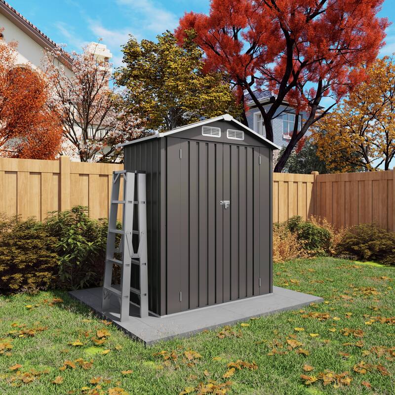 5X3FT Metal Outdoor Storage Shed - Grey