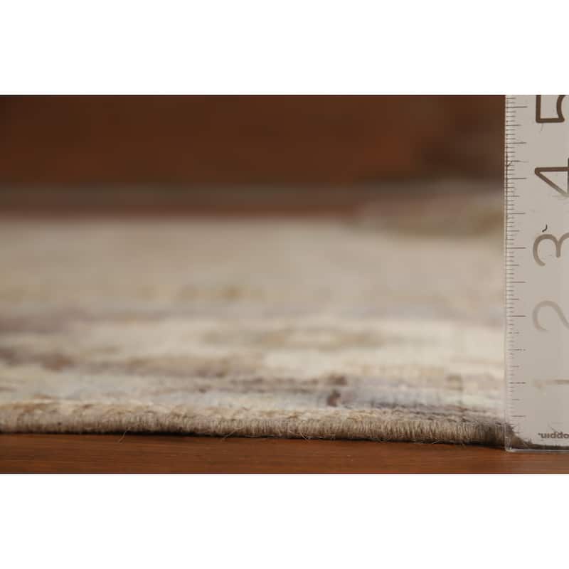 Hand Knotted Oriental 100% Wool Carpet Transitional All-Over Brown Oushak Area Rug - 9' 10'' X 8' 2''