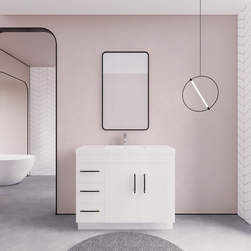 Eliza 42'' Freestanding Vanity (Left Drawers) with Single Sink