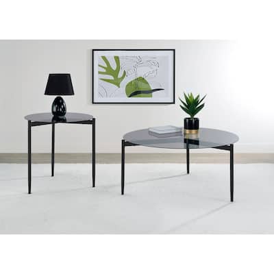 Rosalie Round Coffee And End Table Set Grey