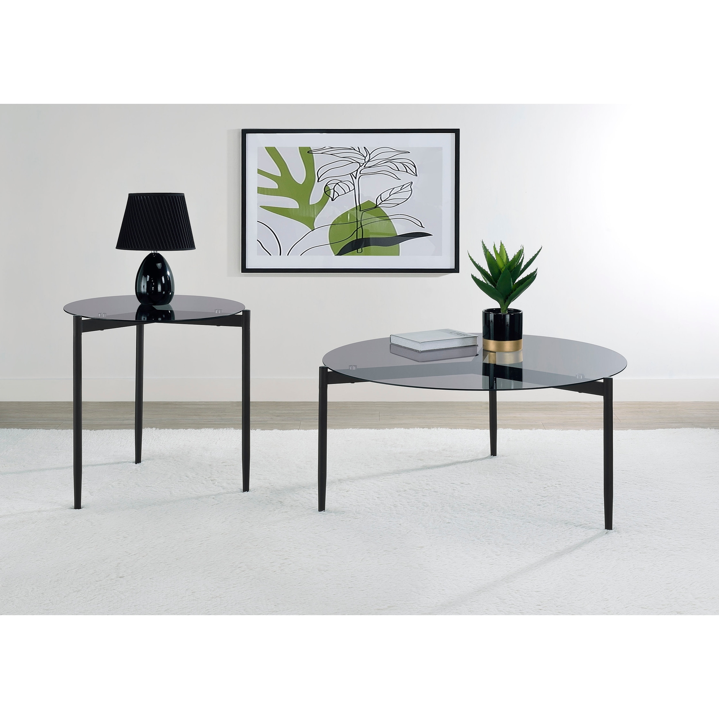 Rosalie Round Coffee And End Table Set Grey