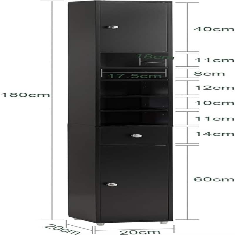 Black Bathroom Tall Cabinet - 7.87"D x 7.87"W x 70.87"H