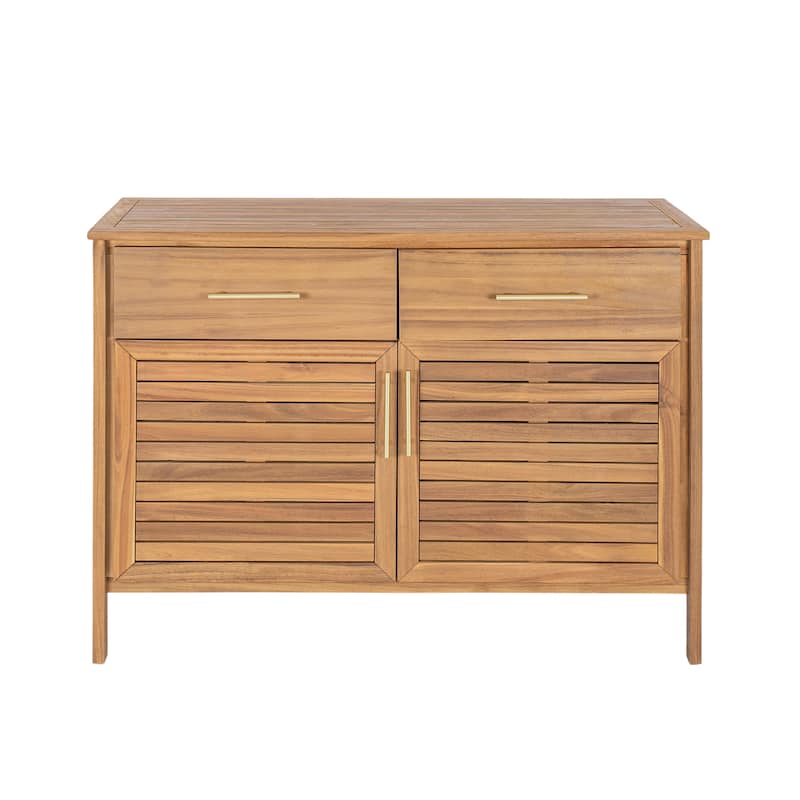 Christopher Knight Home - Cypress Outdoor/Indoor Acacia Wood Patio Storage Cabinet with Ventilated Slat Doors & Drawers