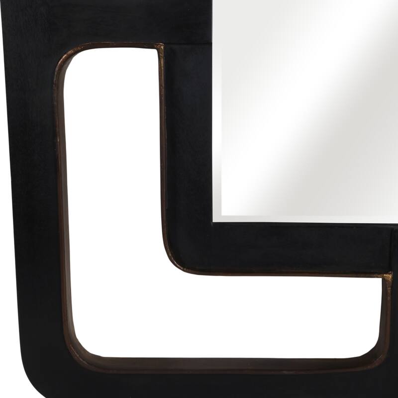 Wood Metal Wall Mirror Modern Square Geometric Open Frame - 40" Black - 40" x 2" x 40"