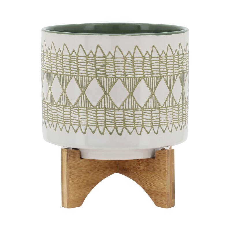 Sagebrook Home Abstract Ceramic Planter on Stand Indoor/Outdoor