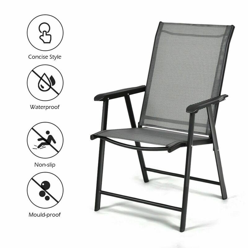 Set of 2 Outdoor Patio Folding Chairs with Comfortable Ergonomic Armrests - 27" x 23" x 37" (D x W x H)