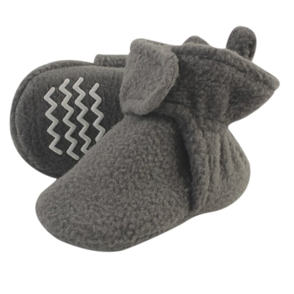 slide 1 of 1, Hudson Baby Baby Cozy Fleece Booties, Charcoal Gray 0-6 Months - Charcoal Gray