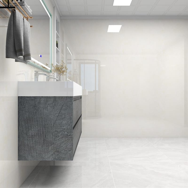 Victoria 60" Wall Mounted Modern Vanity with Double Acrylic Sink