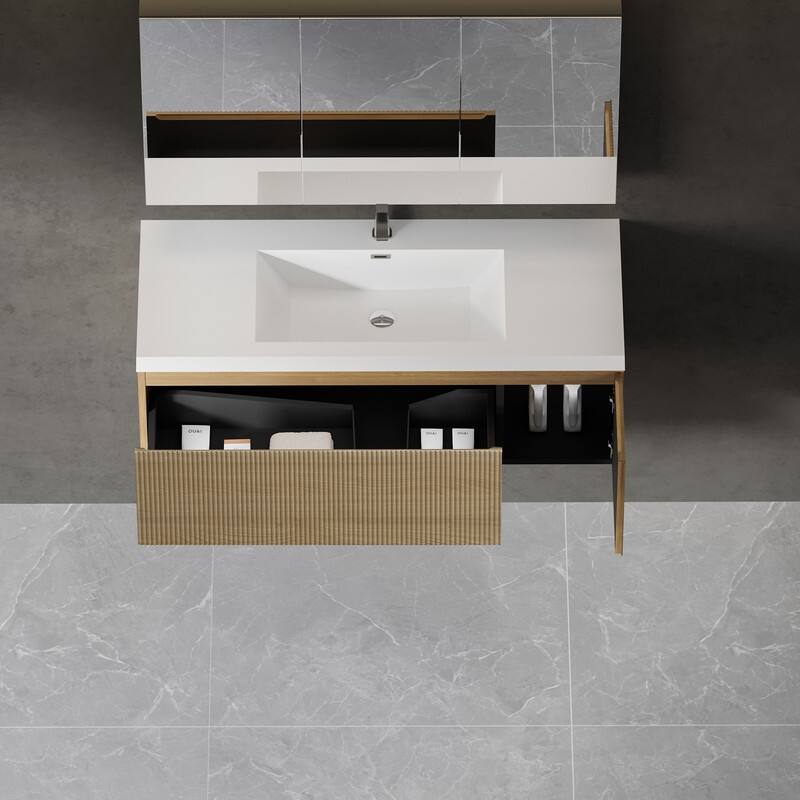 ABRUZZO Floating Vanity with Integrated Top Sink Soft-Close Wall-Mount Bathroom Cabinet