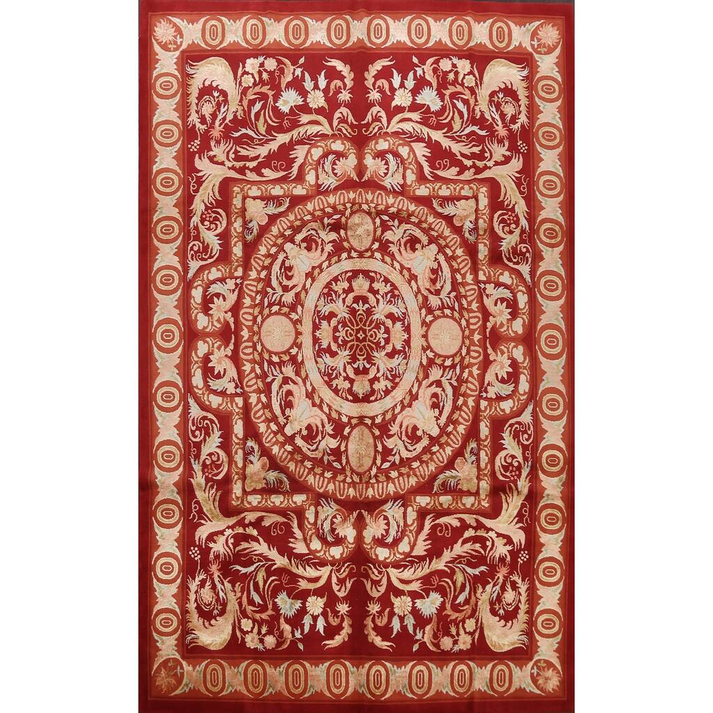 Wool/ Silk Floral Savonnerie Oriental Home Decor Area Rug Handmade - 9'0" x 12'1"
