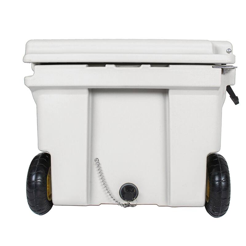 65 Quart Khaki Cooler, Ultra-Tough Hard Shell Ice Chest, Heavy-Duty Insulated Portable Cooler with 6-Day Ice Retention
