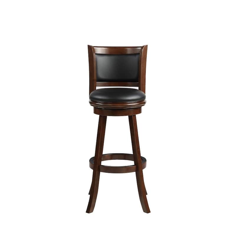 34 Inch Extra Tall Swivel Bar Stool, Wood, Faux Leather - 20 L x 18 W x 47 H