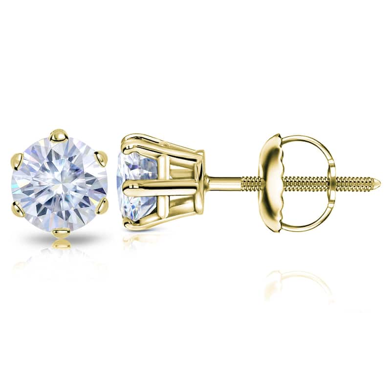 Auriya 1ctw Round Moissanite Stud Earrings 14k Gold - 5 mm - Yellow