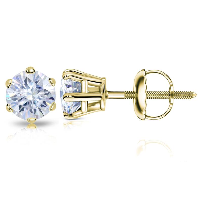 Auriya 1ctw Round Moissanite Stud Earrings 18k Gold - 5 mm - Yellow