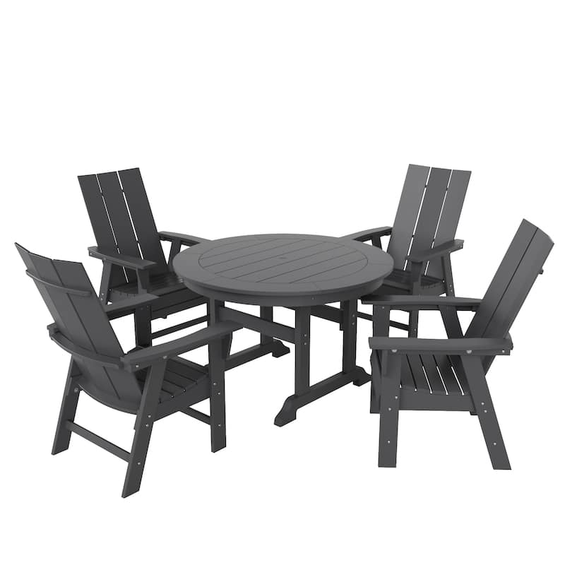Shoreside 5-Piece Square Poly Eco-Friendly All Weather Outdoor Dining Set with Armchairs
