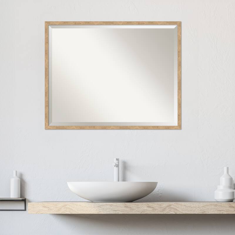 Imprint Beveled Wood Framed Bathroom Vanity Wall Mirror