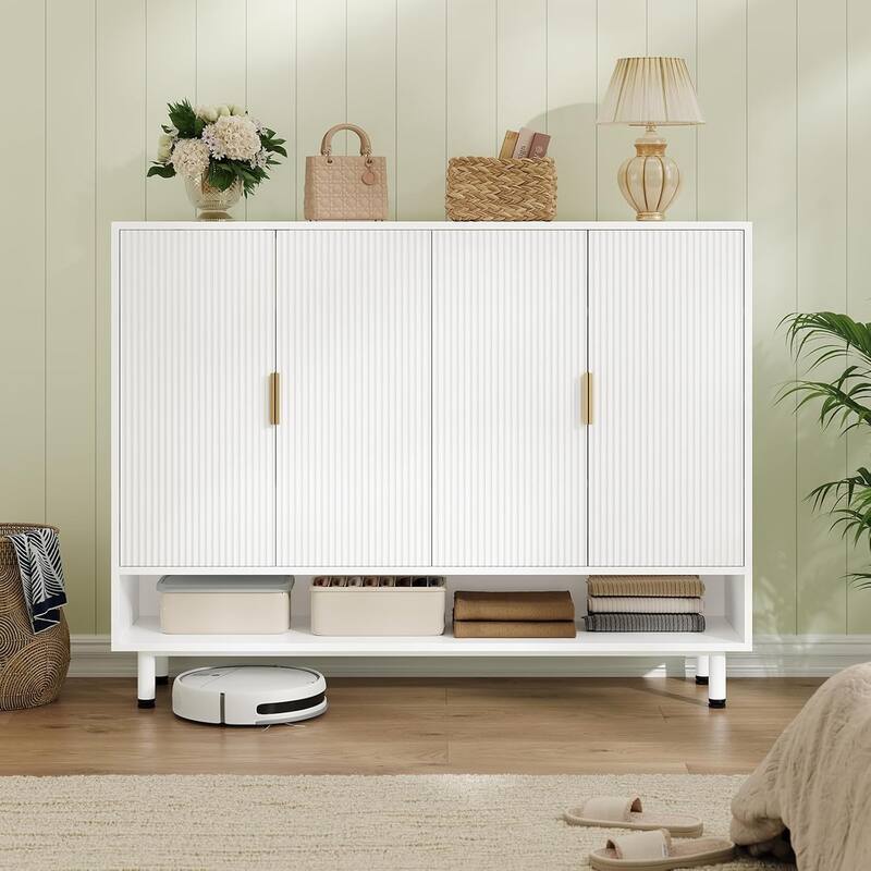 Shoe Storage Cabinet Shoe Organizer 3 Adjustable Shelves Metal Legs