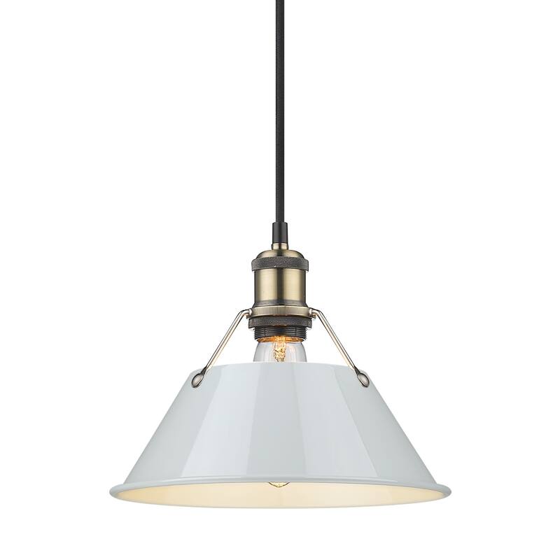 Yep by Golden Lighting Orwell 1-light 10in Pendant in Aged Brass and Dusky Blue shade - Gold