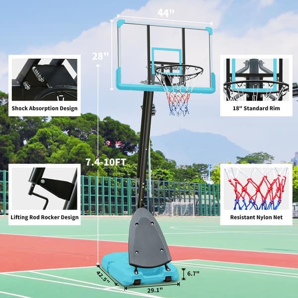 slide 2 of 7, Height Adjustable Basketball Hoop with Base and Wheels Clear