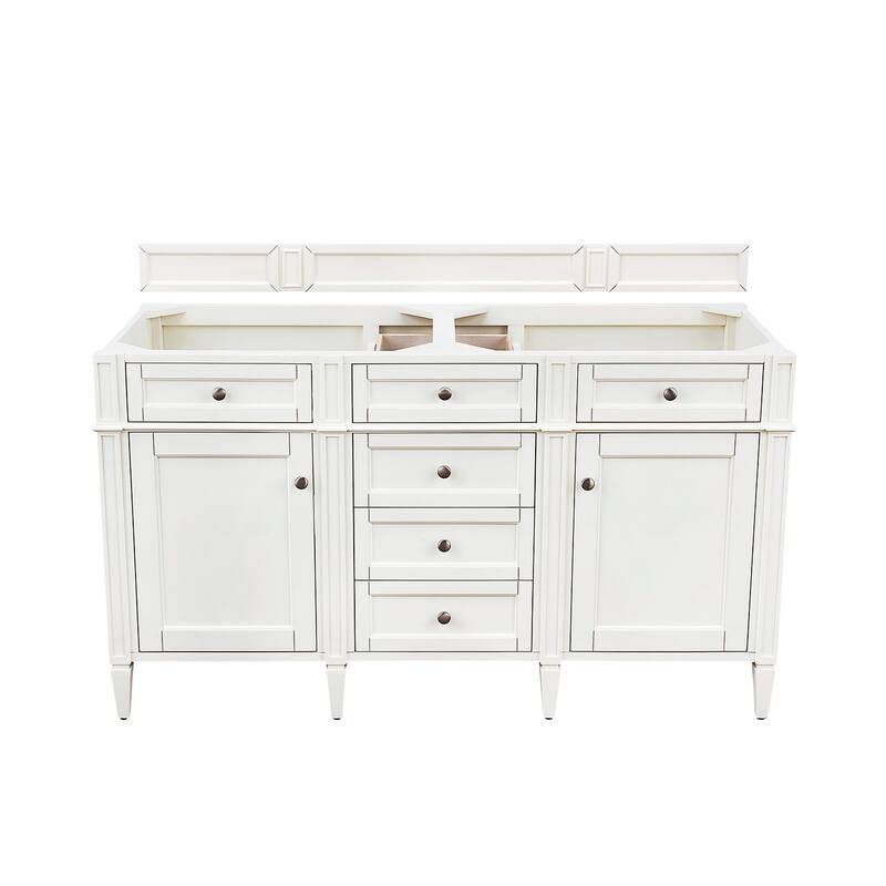 James Martin Vanities Brittany 60" Double Vanity, Bright White - Bright White Cabinet Base Only - No Top