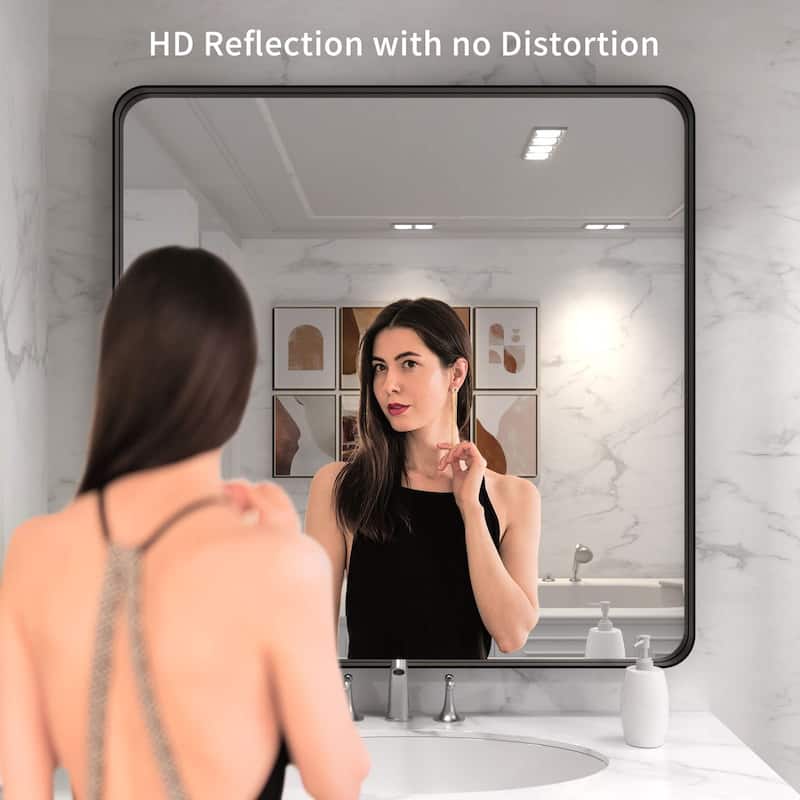 36x36 Inch Black Aluminium Frame Bathroom Mirror