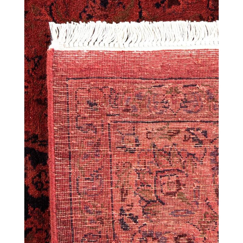 Overton Hand Knotted Wool Vintage Inspired Modern Contemporary Overdyed Orange Area Rug - 4' 1" x 6' 5"
