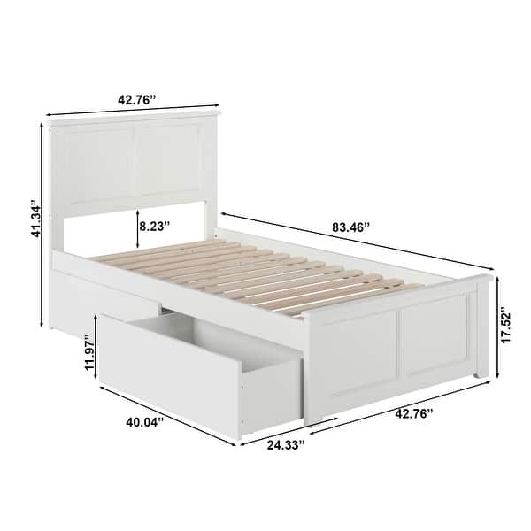 dimension image slide 8 of 11, Madison Platform Bed with Matching Footboard with Storage Drawers