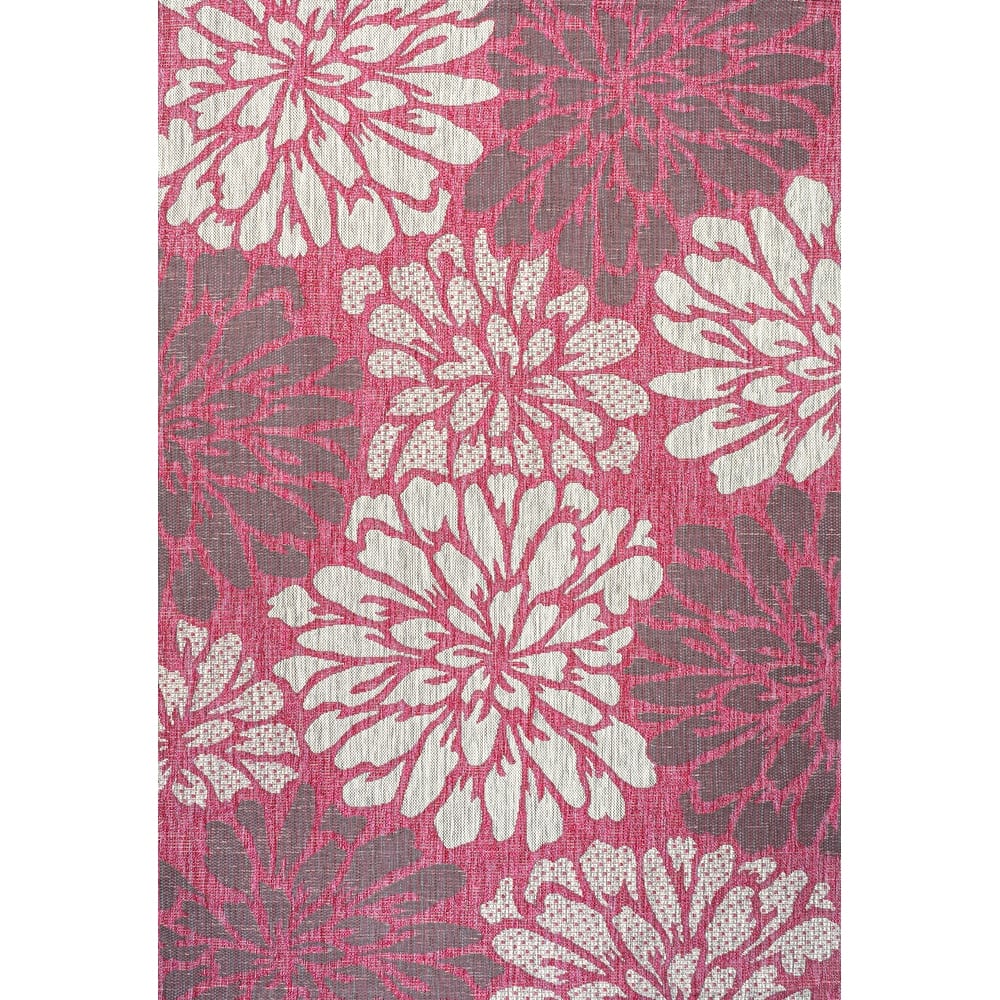JONATHAN Y Floral Textured Weave Indoor/Outdoor Area Rug