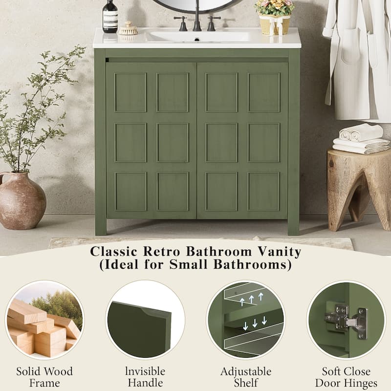 36 "Ceramic Sink Bathroom Vanity Set with Storage Cabinet Organizer‌.