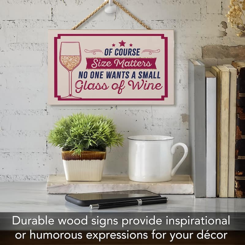 Size Matters Hanging Wood Sign 9.5" x 5.75" Made in the USA - Multi