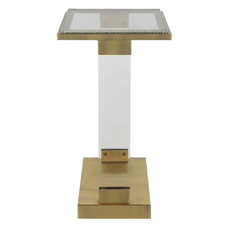Seeded Glass Top Side Accent Table - 25.25" - Brown and Clear