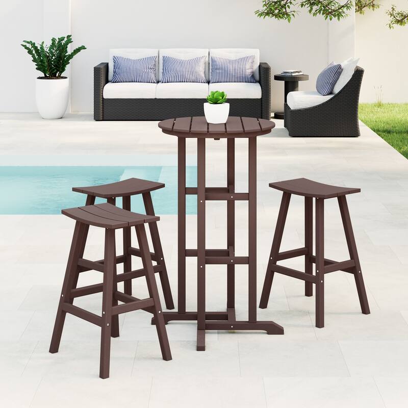 Laguna Hdpe All Weather Outdoor Patio Bistro Bar Set (4-Piece Set) - Dark Brown