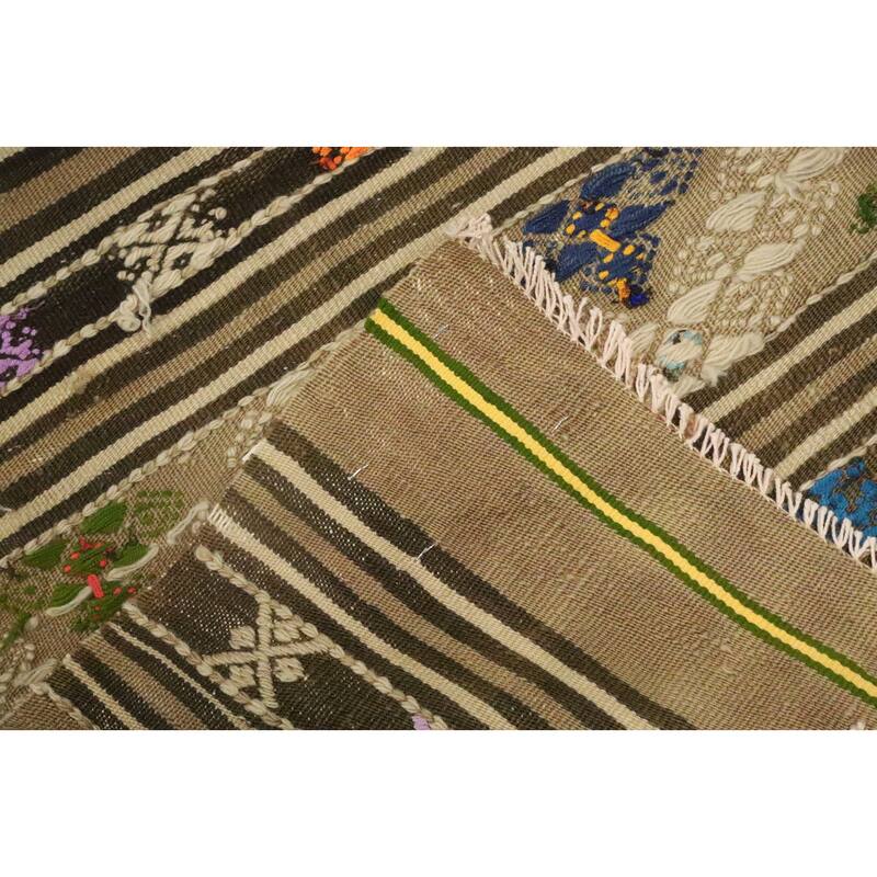Hand Woven Oriental 100% Wool Carpet Southwestern Tribal Multi-Colored Kilim Area Rug - 8' 5'' X 5' 6''