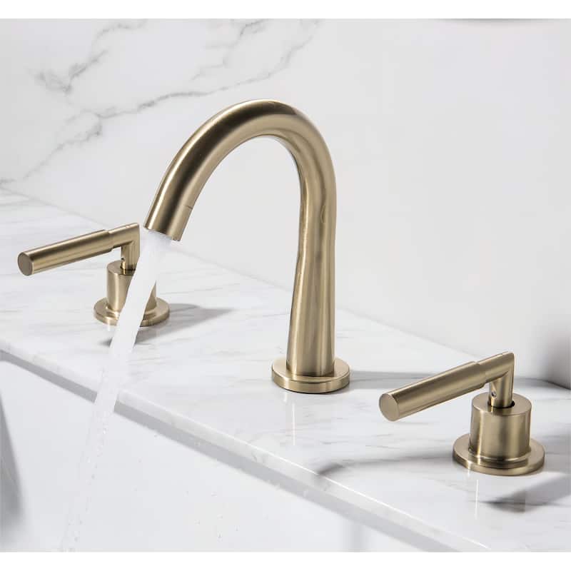 Luxury 2-Handle Gold / Black Bathroom Sink Faucet 3 Hole Widespread In Brass