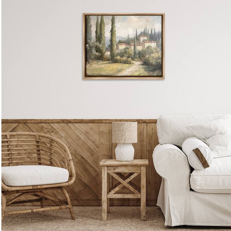 Stupell Villa Hidden in Trees Framed Floater Canvas Wall Art Design By Petal Prints Design