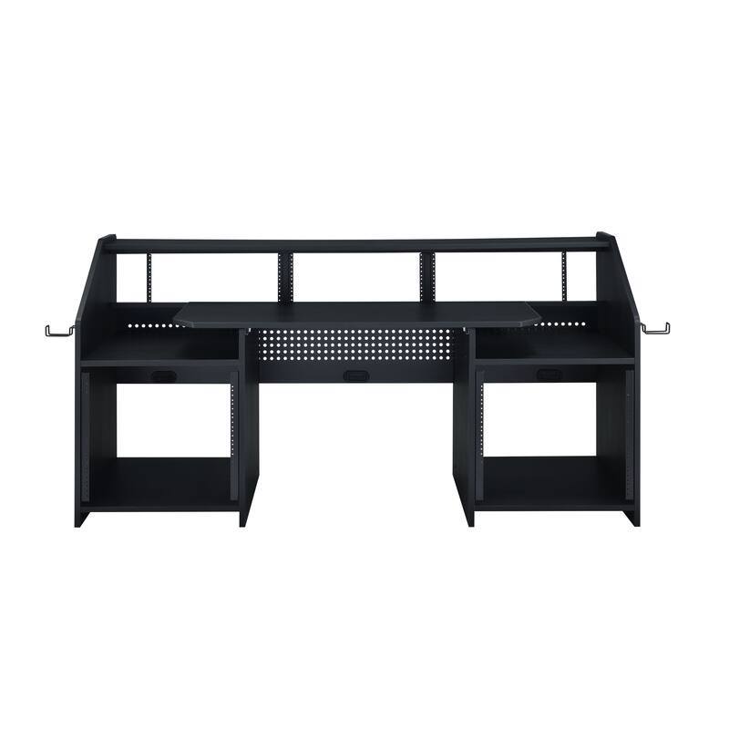 71-Inch Music Desk with Earphone Rack, 6 Adjustable Shelves, MDF & Metal Construction