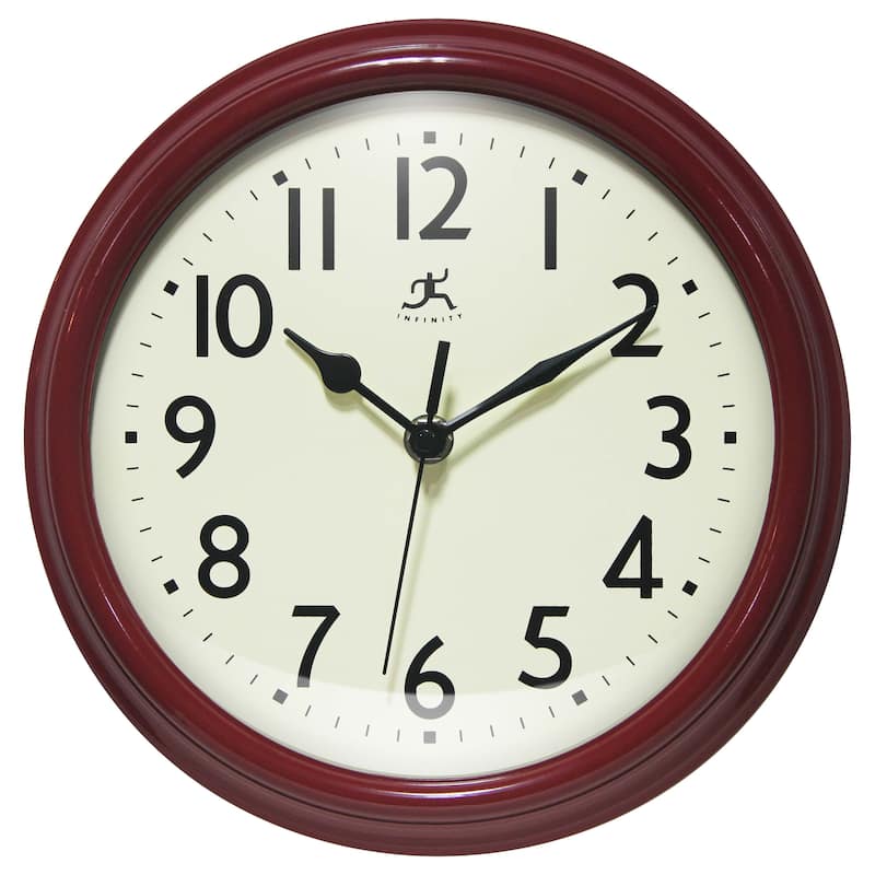 Nostalgic 9.5" Plastic Clock - 9.5 in. - Red