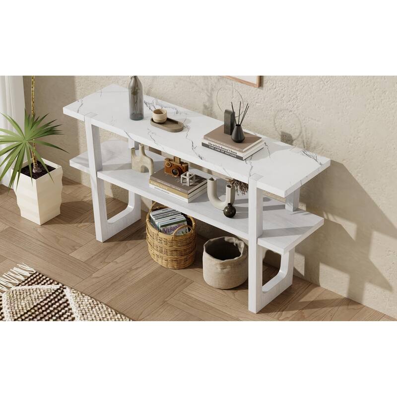 Retro Entryway Table with Open Shelf