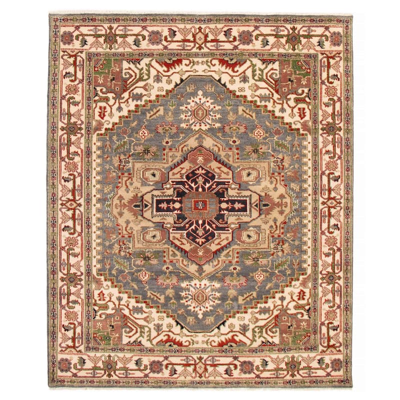 ECARPETGALLERY Hand-knotted Serapi Heritage Dark Grey Wool Rug - 8'0 x 9'10 - Dark Grey - 8'0 x 9'10