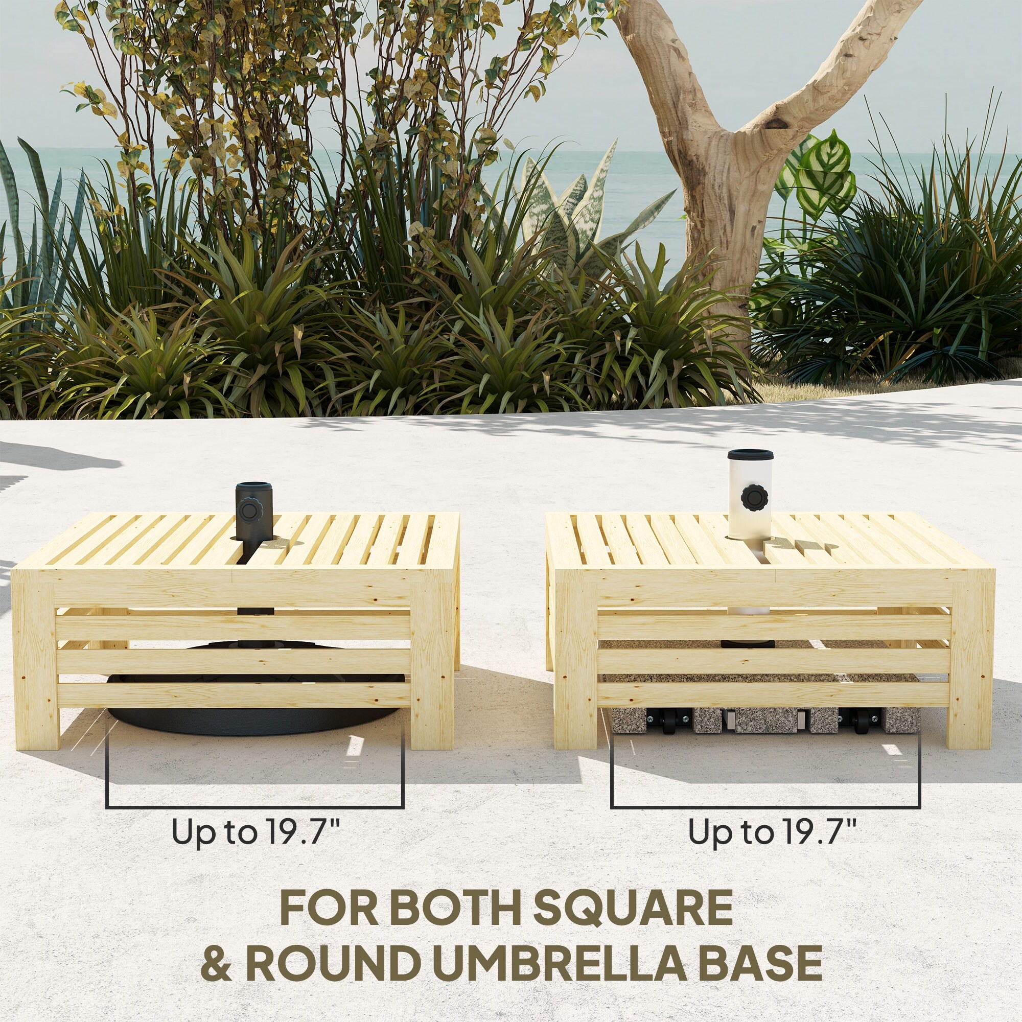 Outsunny 2-in-1 Outdoor Storage Box for Umbrella Base, Umbrella