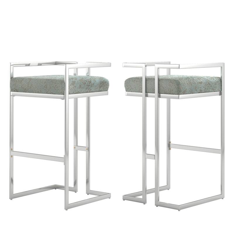 Tanner Velvet Upholstered Chrome Finish Metal Barstool (Set of 2) by iNSPIRE Q Bold