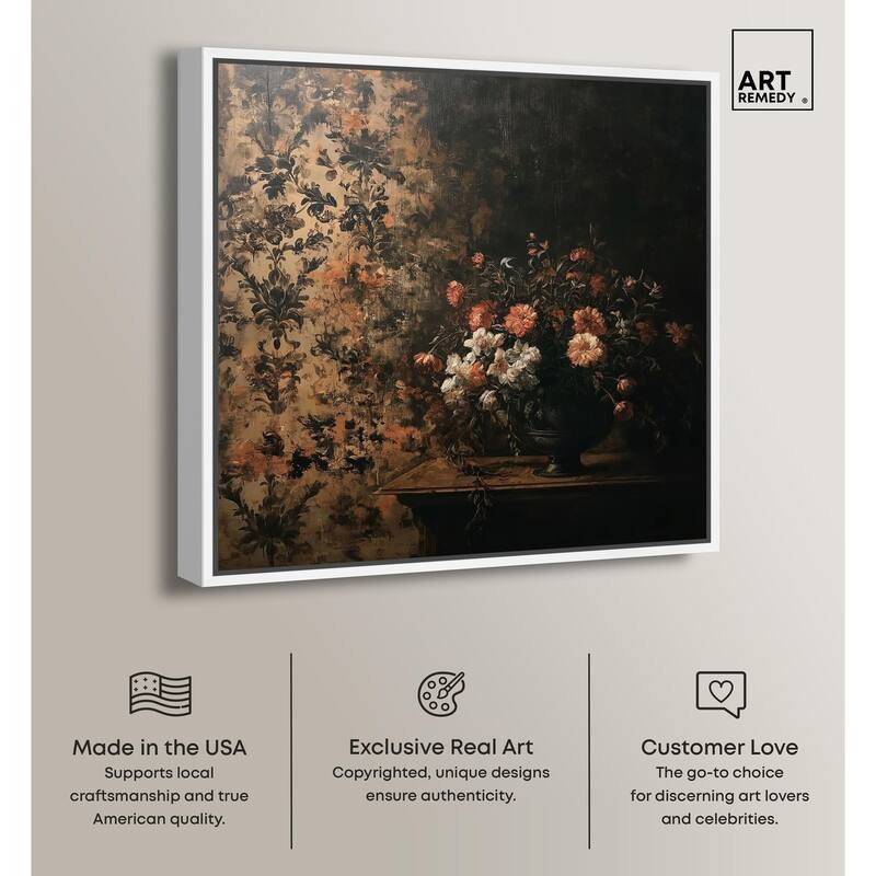 Dark Floral Elegance Canvas by Art Remedy
