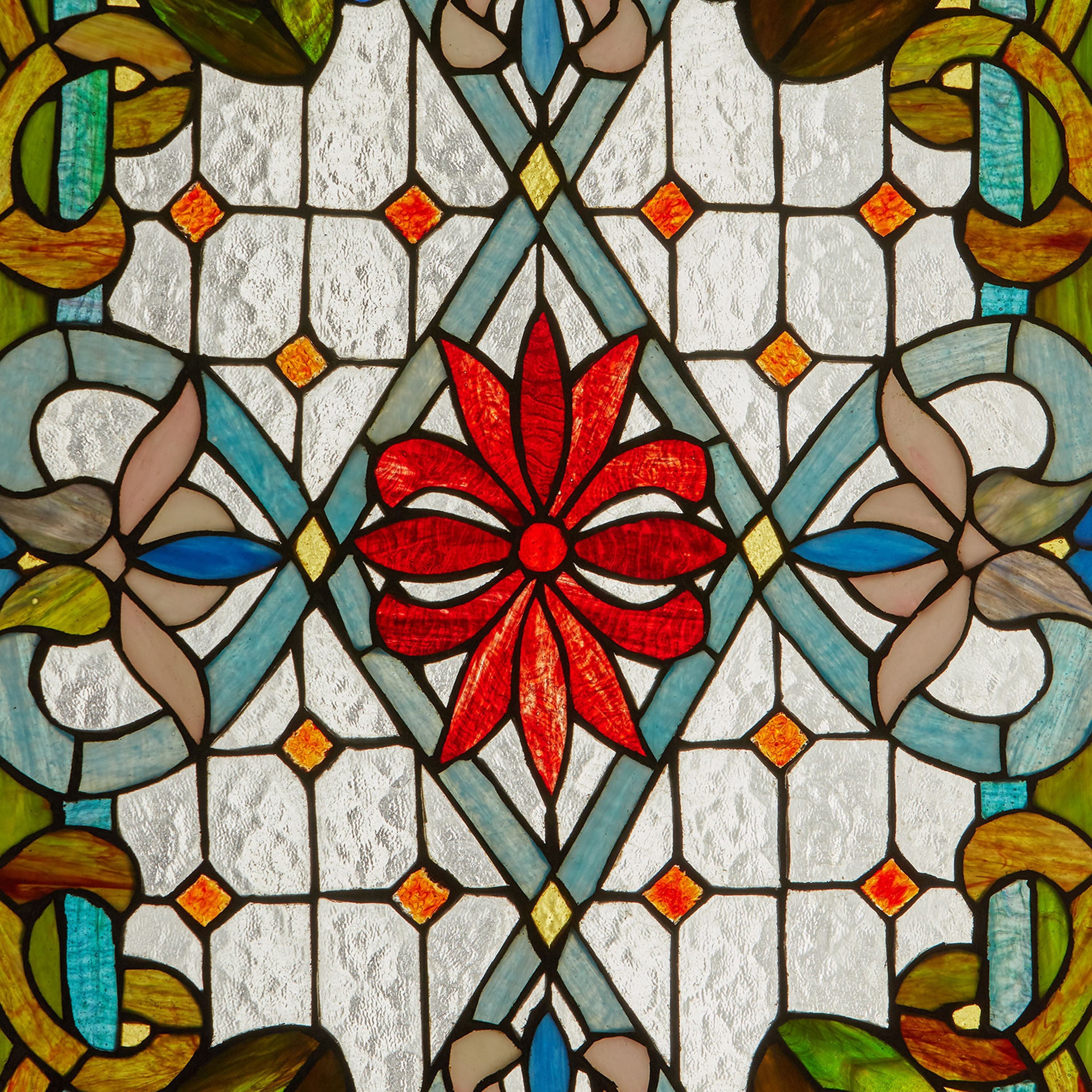 Multicolor Traditional Geometric Flourish River of Goods Stained Glass