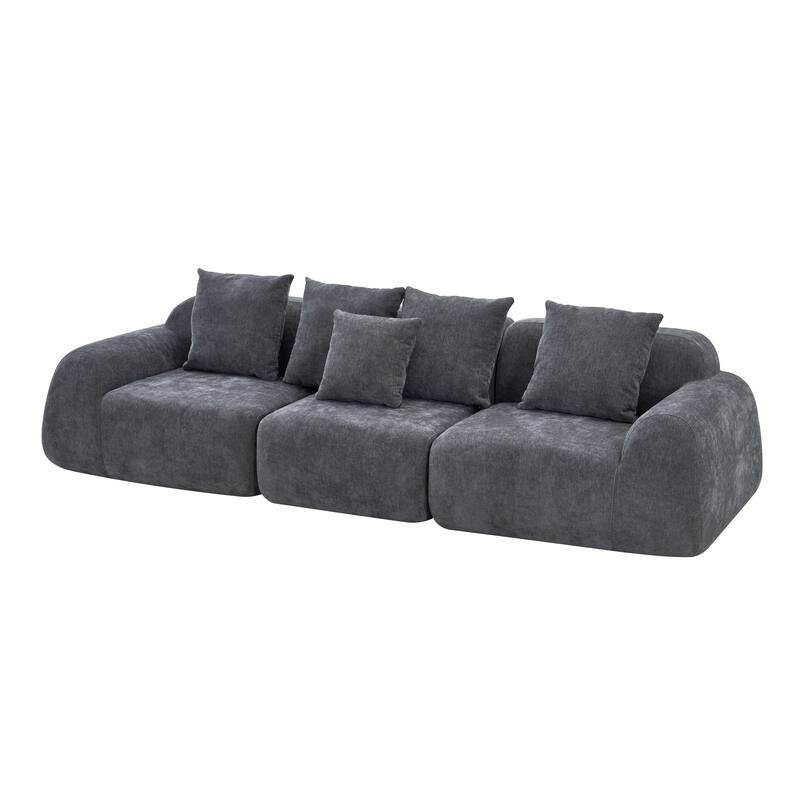 Boneless Sectional Cloud Couch Sofa for Living Room, 118" L-Shape Modular Velvet Sofa Modern Lounge Sleeper Couches with Chaise