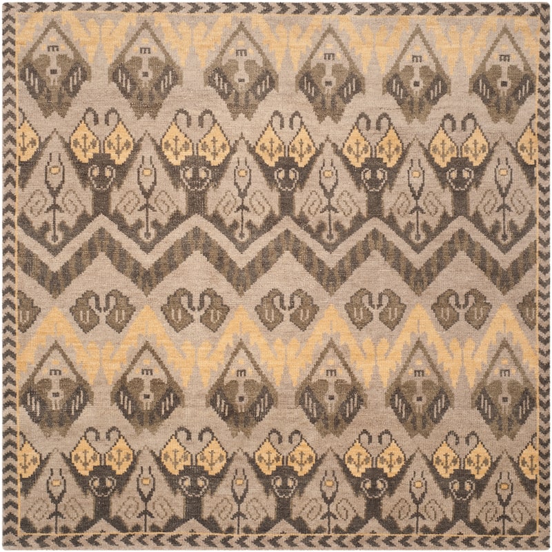 SAFAVIEH Hand-knotted Kenya Farie Southwestern Tribal Wool Rug - 7' Square - Gold/Beige