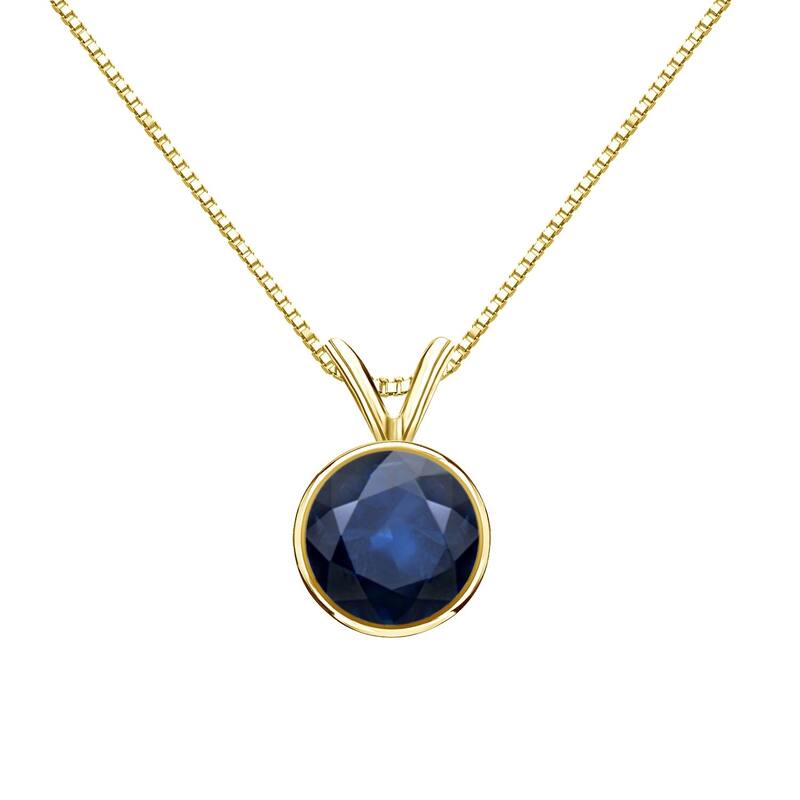 Auriya 14k Gold Bezel-set Sapphire Solitaire Necklace 1ctw