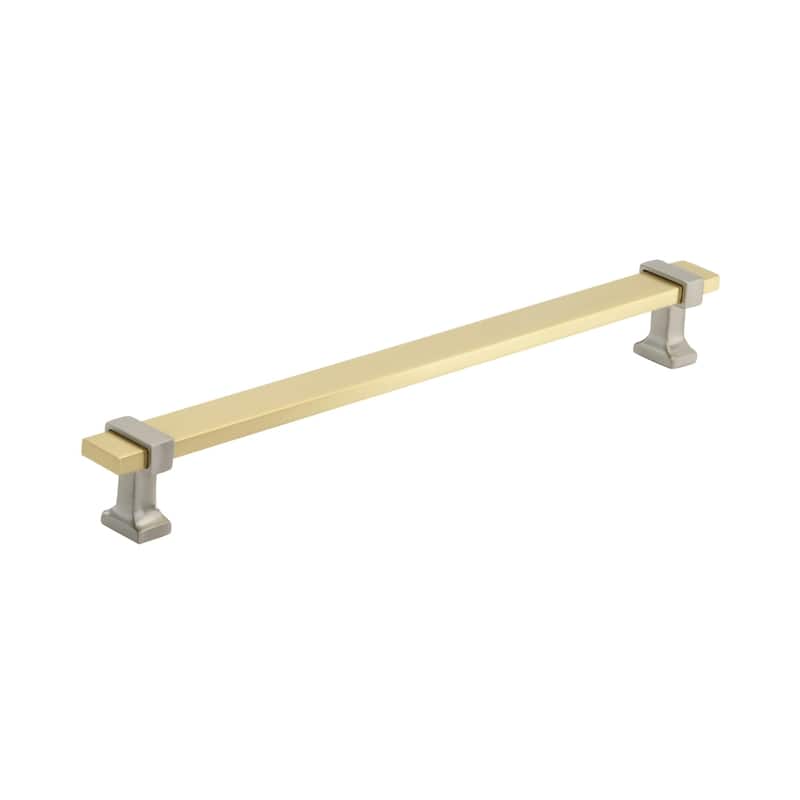 Amerock Overton Cabinet or Furniture Pull - 8-13/16 in (224 mm) Center-to-Center - Brushed Gold/Satin Nickel