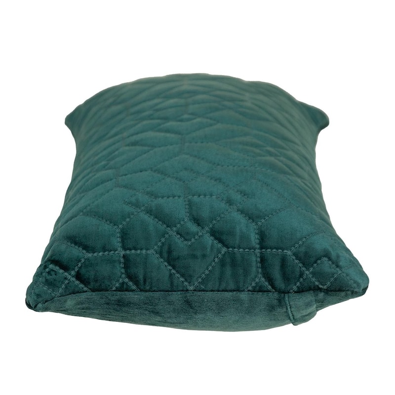 Navy Quilted Velvet Geo Lumbar Decorative Pillow