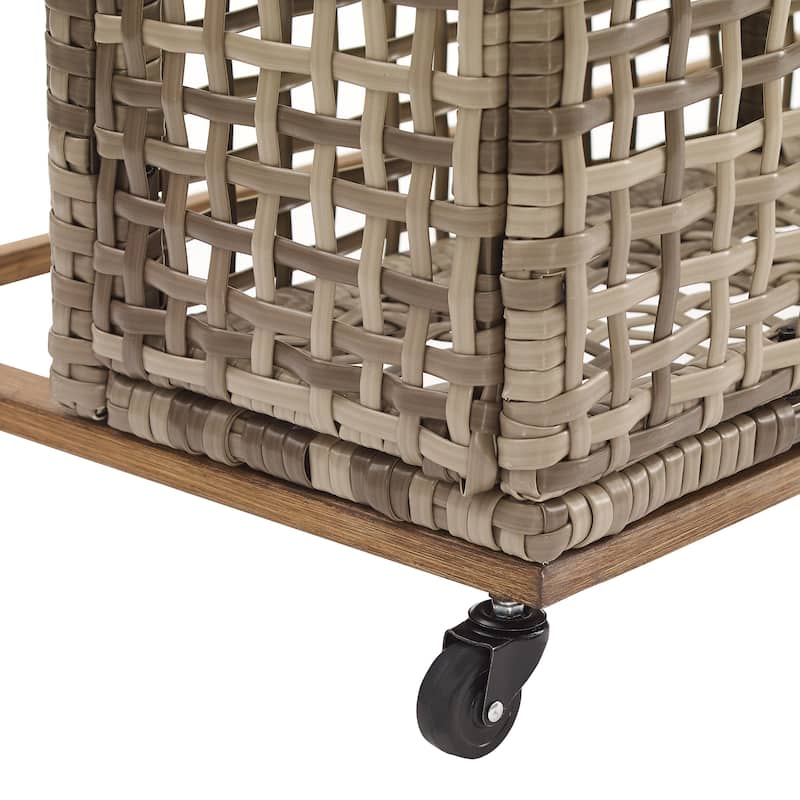 Crosley Ridley Outdoor Wicker And Metal Pool Storage Caddy - 22.25"x43.5"x30"